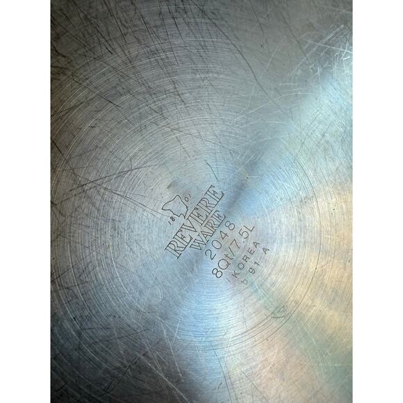 Revere Ware 8 Qt. 94l Stock Pot Stainless Steel Tri-Ply DISC Bottom USA Vintage - Picture 6 of 6